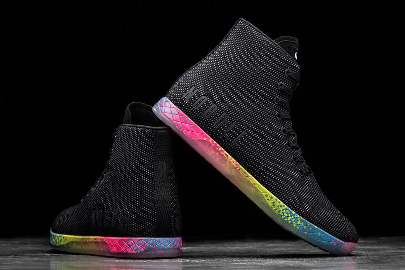 Black Nobull High-Top Neon Glitch Men's Trainers | CA P1470J